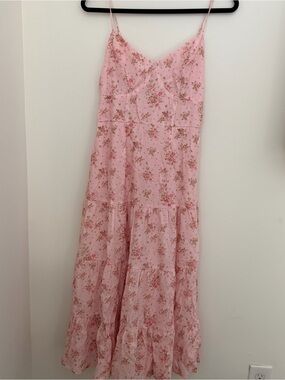 Pink Floral Spaghetti Strap Maxi Dress